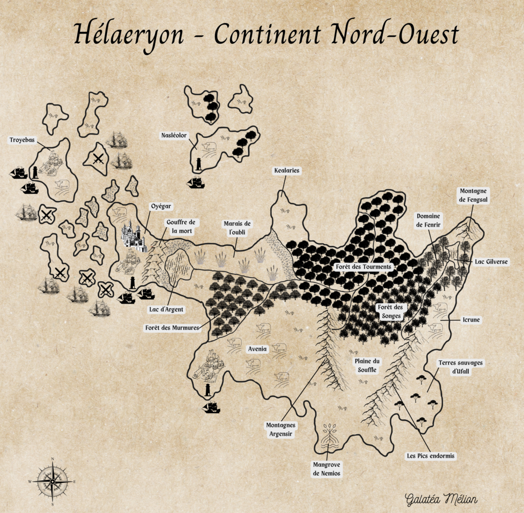 carte de helaeryon représentant le grand continent nord-ouest